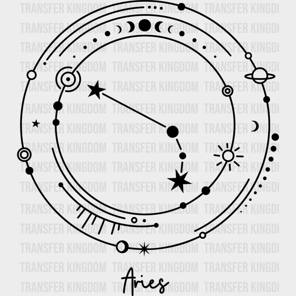 Aries Constellation Design - Zodiac Dtf Transfer Unisex S & M (10’’) / Dark Color See Imaging