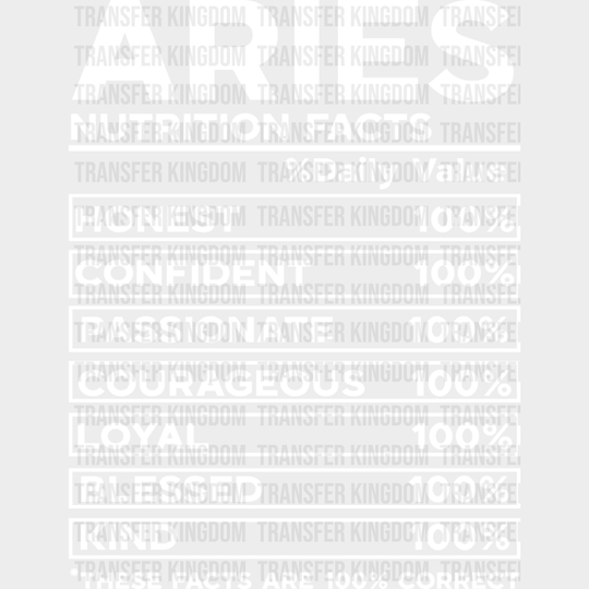 Aries Nutrition Facts - Zodiac & Horoscopes Dtf Heat Transfer Unisex S M (10’’) / Light Color