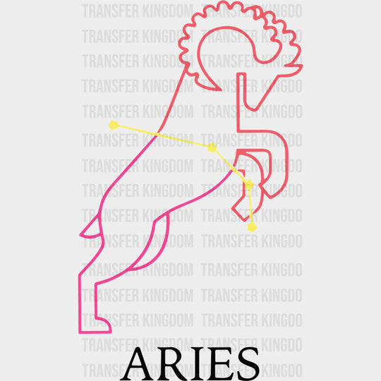 Aries Pink Constellation - Zodiacs & Horoscopes DTF Transfers - Adult Unisex - S & M (10’’) / Dark Color Design (See