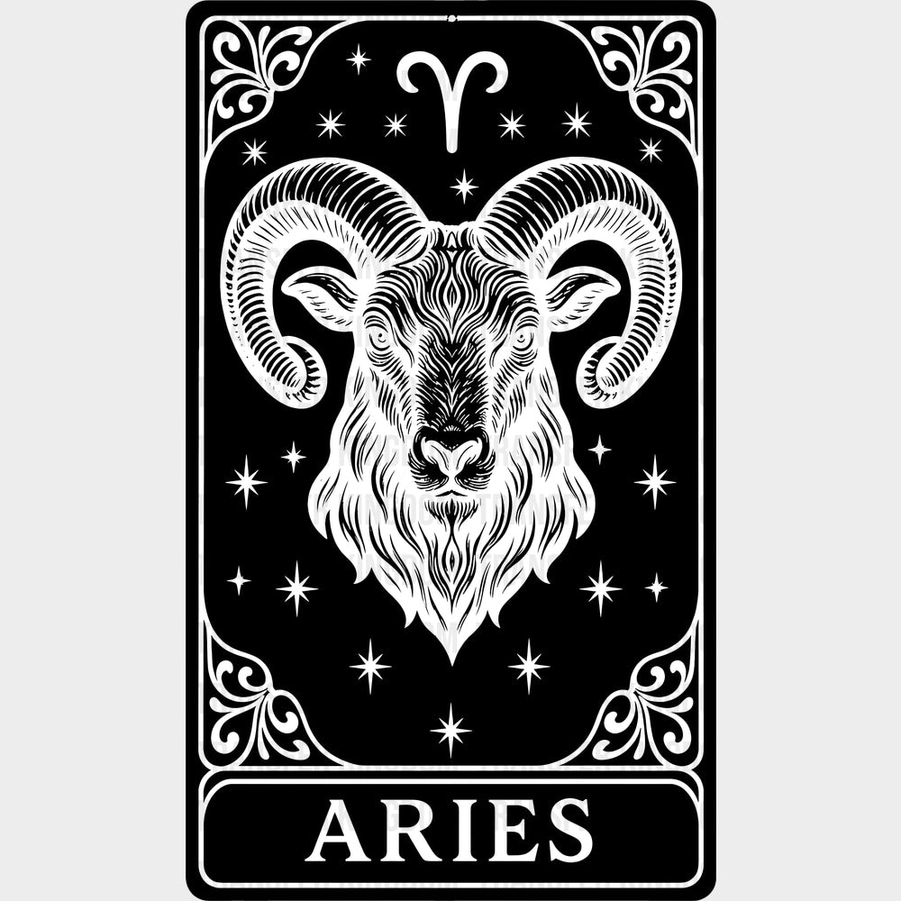 Aries Tarot Card - Zodiacs & Horoscopes DTF Transfers - Adult Unisex - S & M (10’’) / Dark Color Design (See Imaging)