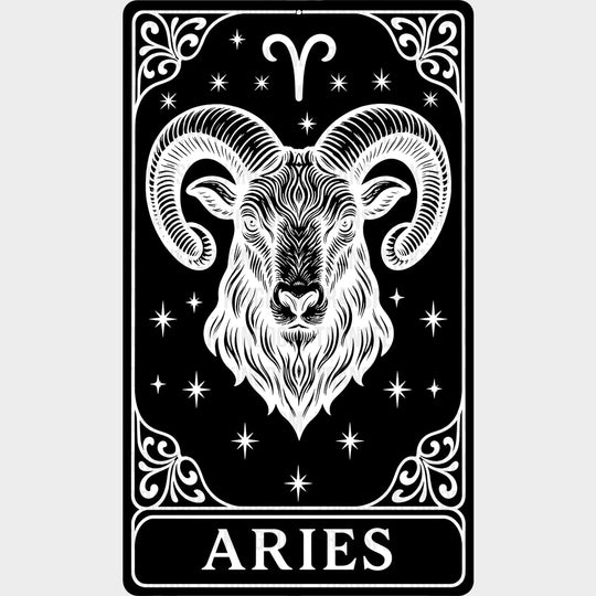 Aries Tarot Card - Zodiacs & Horoscopes DTF Transfers - Adult Unisex - S & M (10’’) / Dark Color Design (See Imaging)