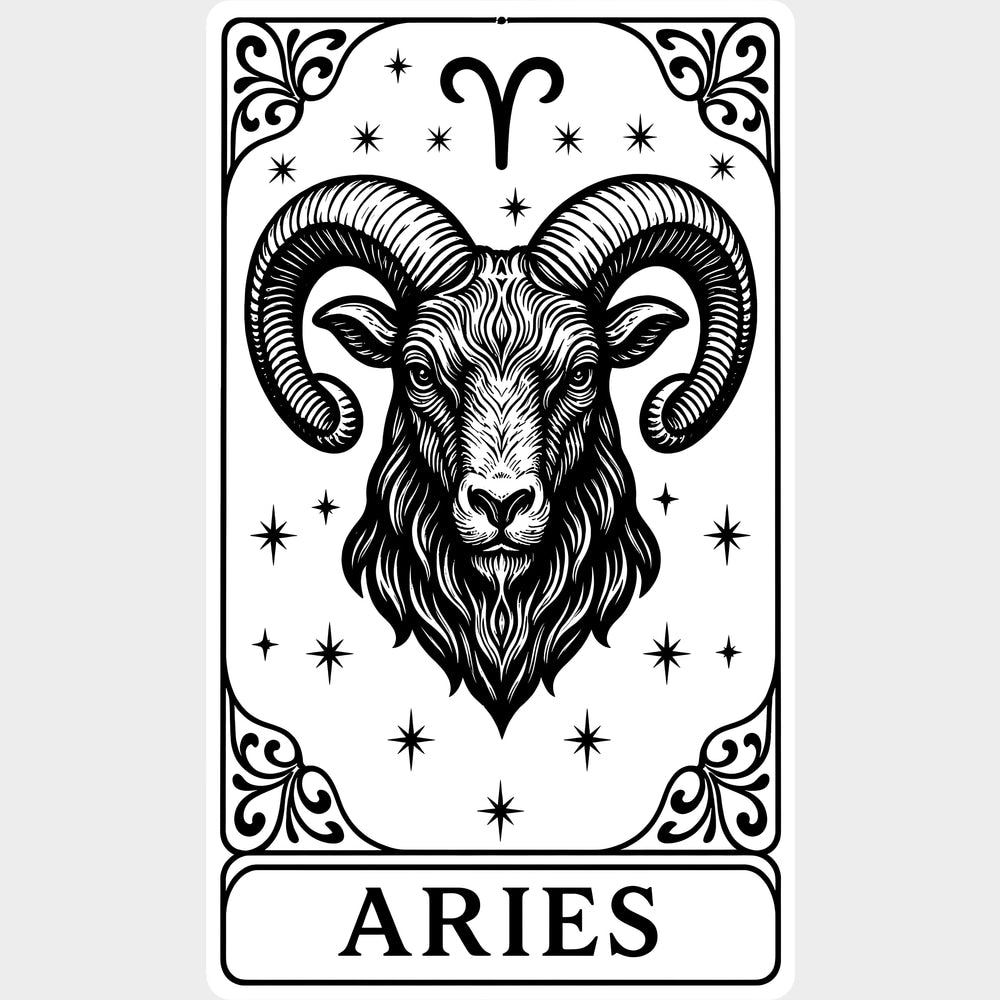 Aries Tarot Card - Zodiacs & Horoscopes DTF Transfers - Adult Unisex - S & M (10’’) / Light Color Design (See Imaging)