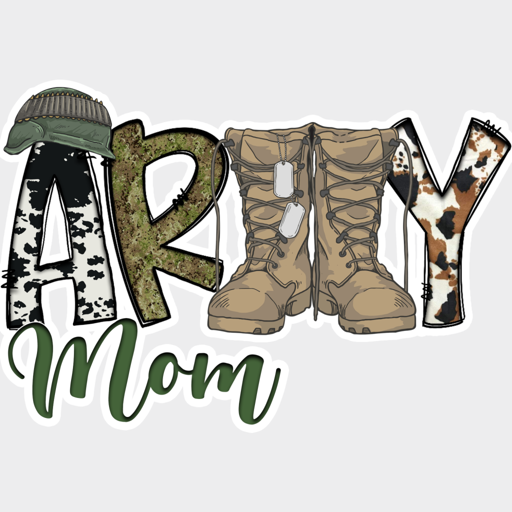 Army Mom Boots Design - Dtf Transfer Unisex S & M (10’’) / Light Color See Imaging