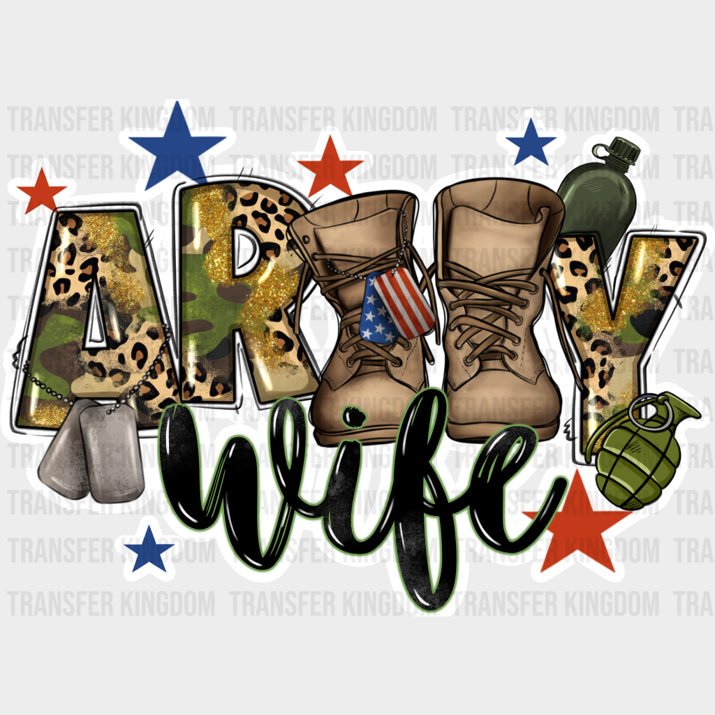 Army Wife Boots Design - Dtf Transfer Unisex S & M (10’’) / Light Color See Imaging