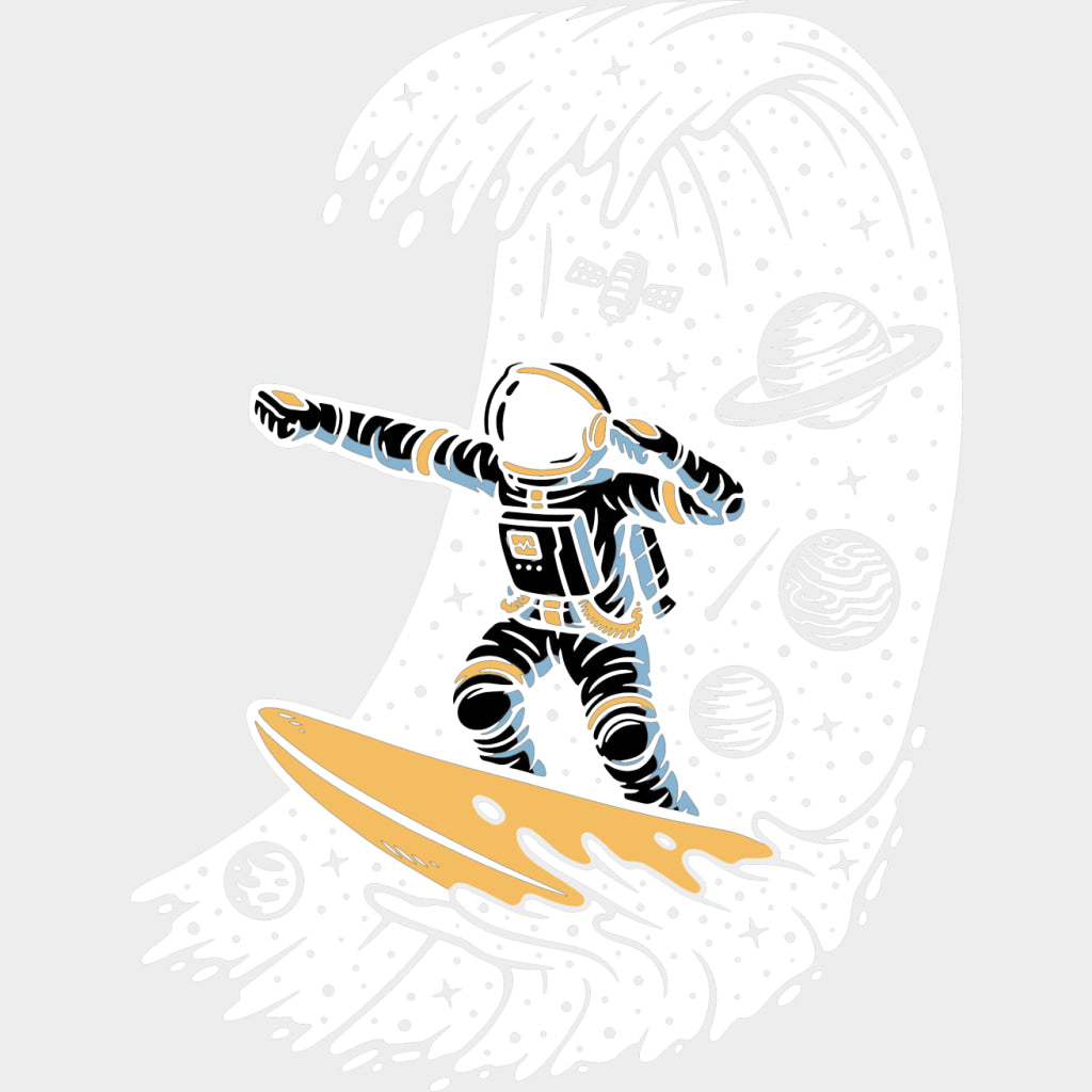 Astronaut Surfing - Surfing DTF Transfers transfer-kingdom Light Color Design (See Imaging)
