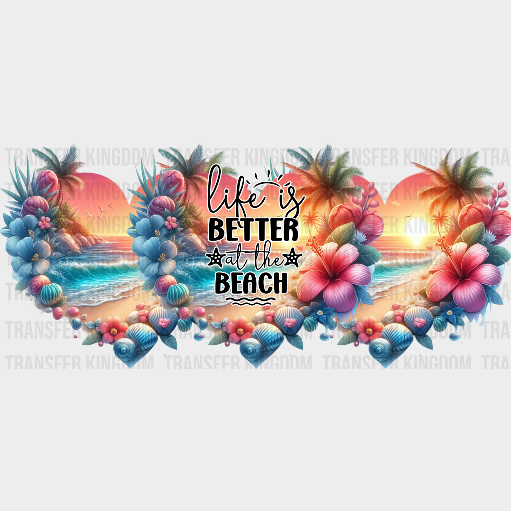 At The Beach Colorful Heart - Summer Cup Wrap Uv Sticker Permanent Dtf Decal