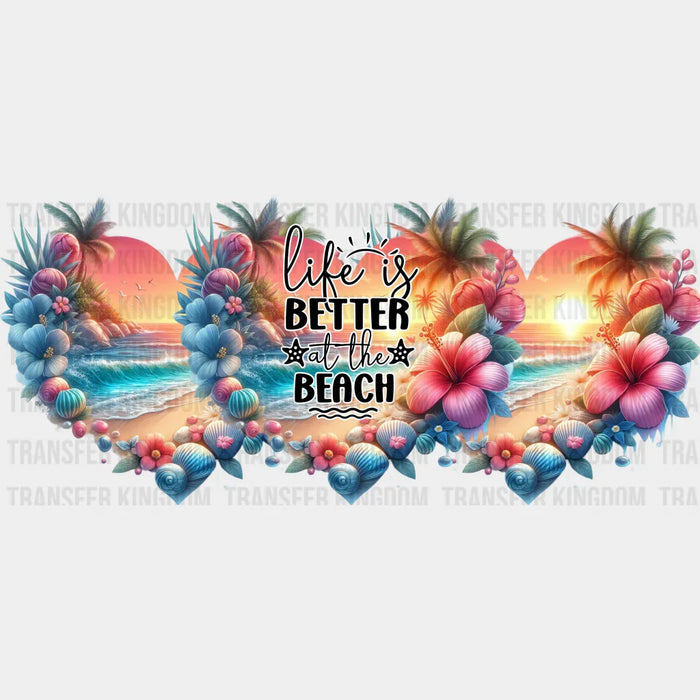 At The Beach Colorful Heart - Summer Cup Wrap UV Sticker Permanent UV DTF Decal