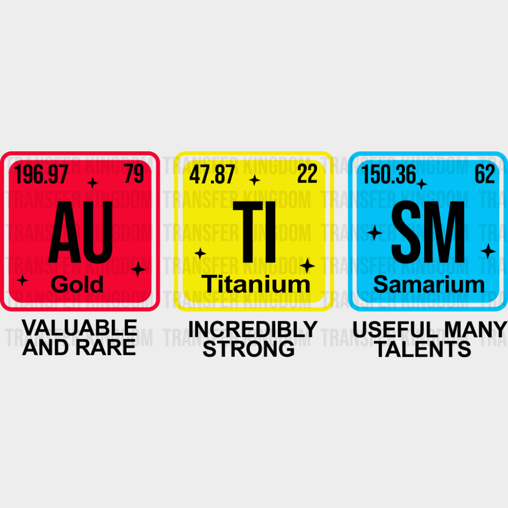 Au Ti Sm Elements - Autism Awareness DTF Transfer Adult Unisex - S & M (10’’) / Dark Color Design (See Imaging)