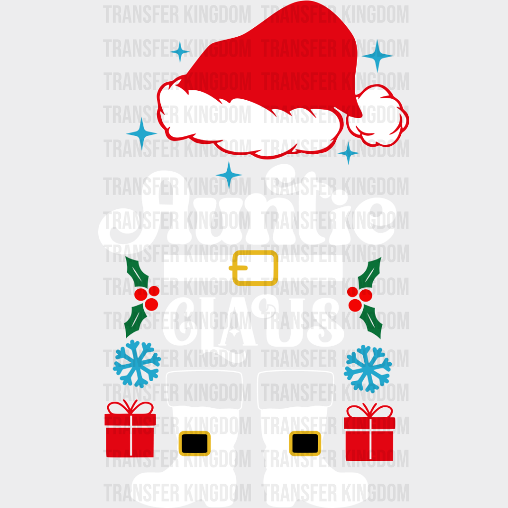 Auntie Claus - Christmas Dtf Transfer Unisex S & M (10’’) / Light Color Design See Imaging