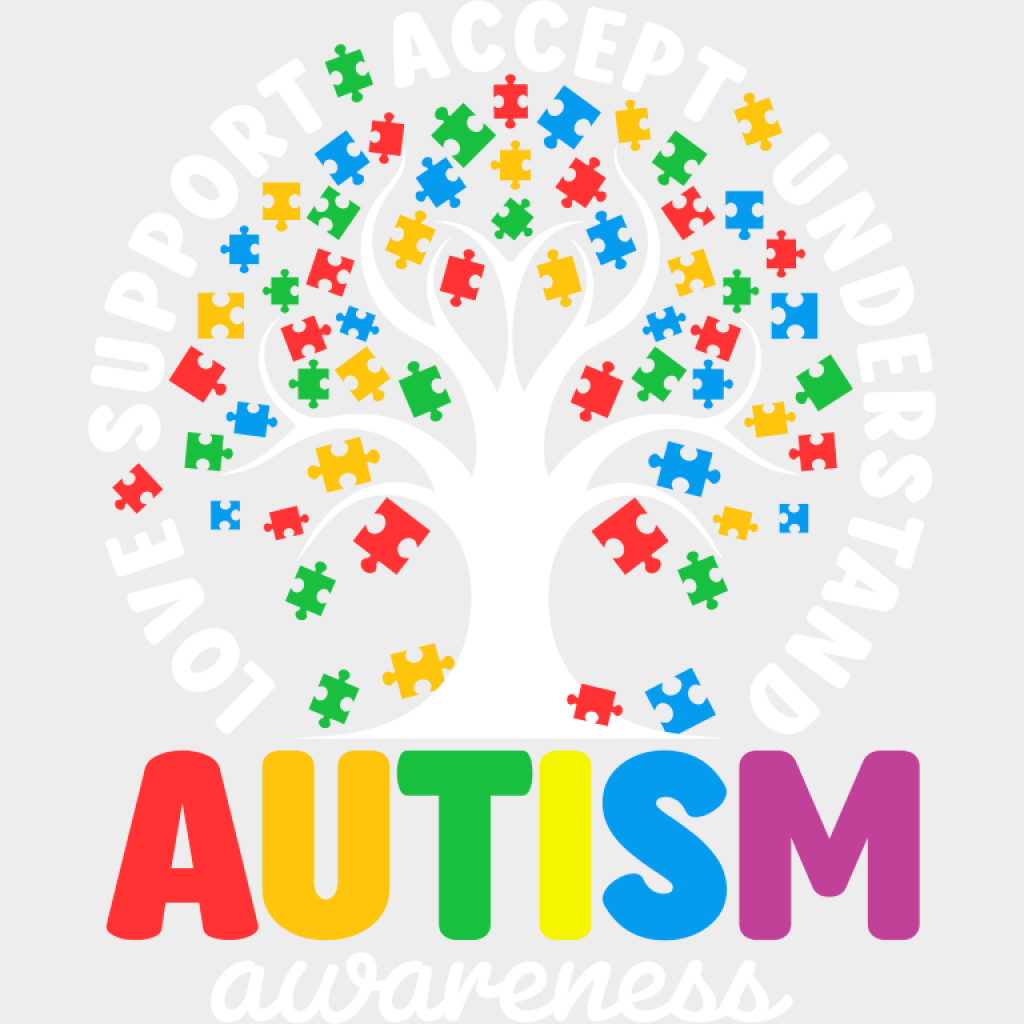 Autism Awareness Tree Design - Autism Awareness DTF Transfer Unisex - S & M (10’’) Light Color Design (See Imaging)