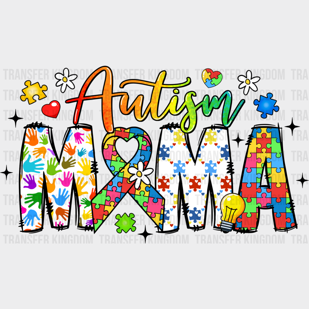 Autism Mama Colorful Design - Autism Awareness DTF Transfer