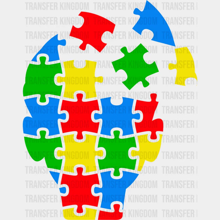 Autism Puzzle Head Design - DTF heat transfer