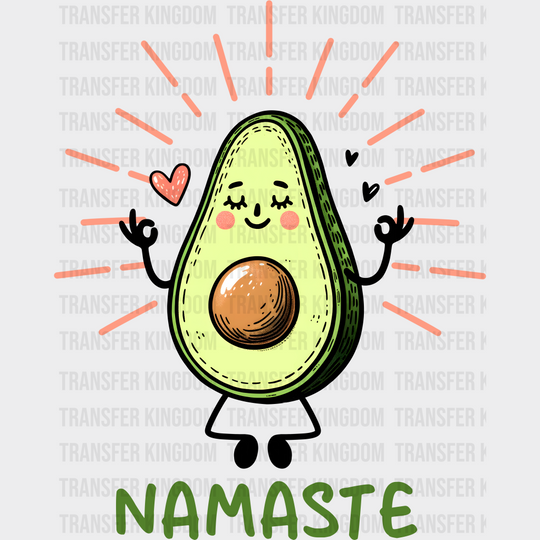 Avocado Namaste - Yoga Dtf Heat Transfer Unisex S & M (10’’) / Dark Color Design (See Imaging)