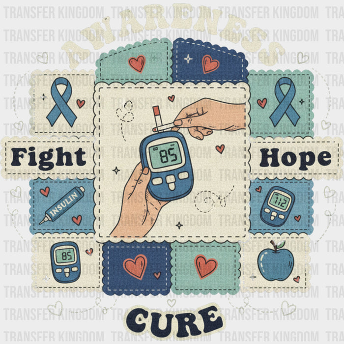 Awareness Fight Hope Cure - Diabetes DTF Transfers