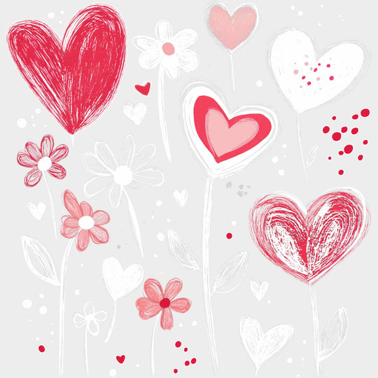 B&W Flowers & Hearts - Valentine's Day DTF Transfers transfer-kingdom Light Color Design (See Imaging)