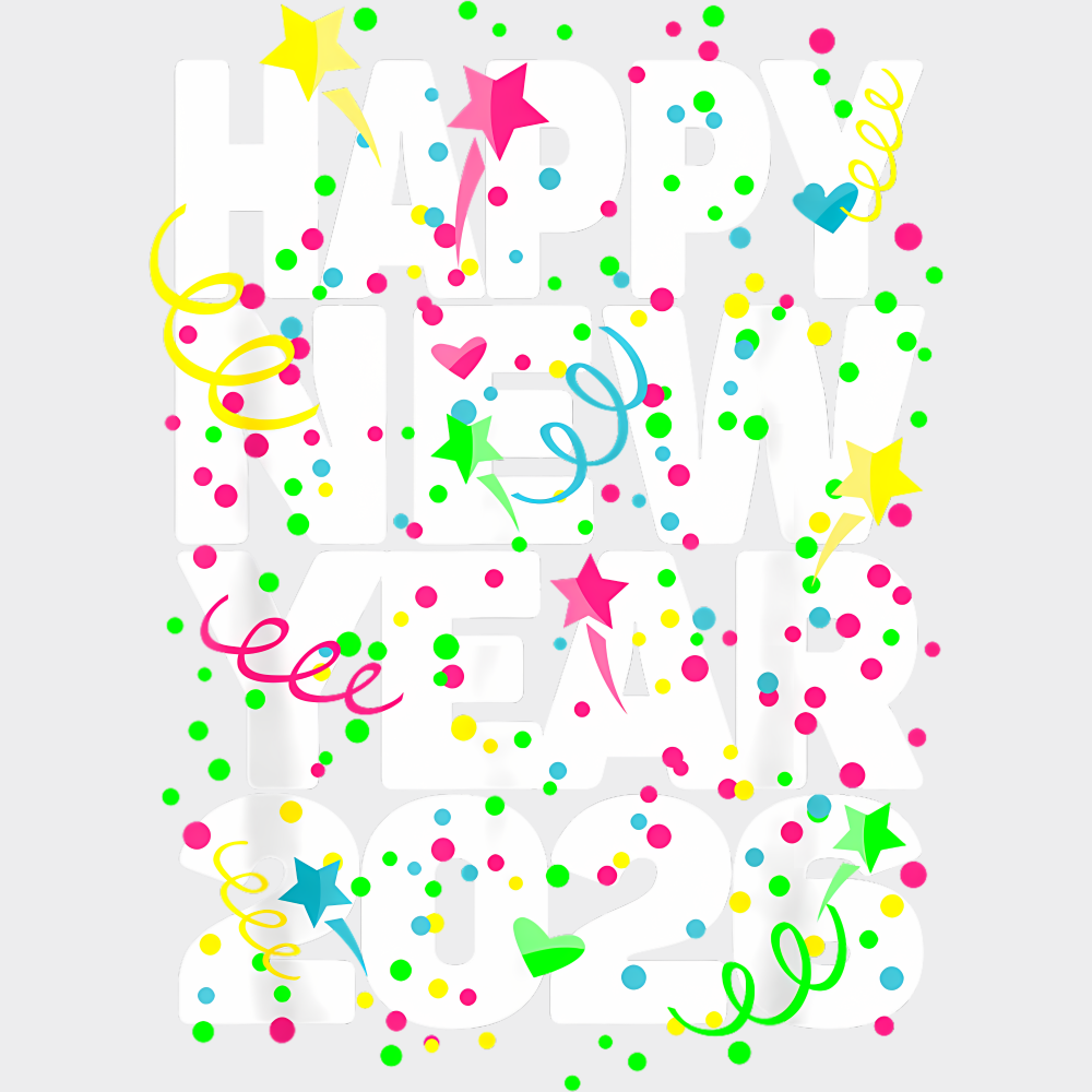 B&W Happy New Year 2026 - New Year DTF Transfer Adult Unisex - S & M (10’’) / Light Color Design (See Imaging)