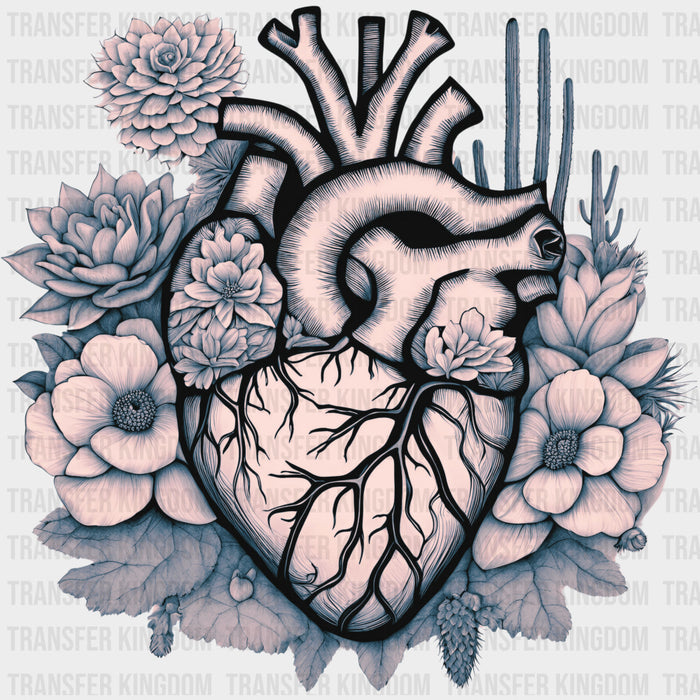 B&W Heart & Flowers - Cardiac Nurse DTF Transfers