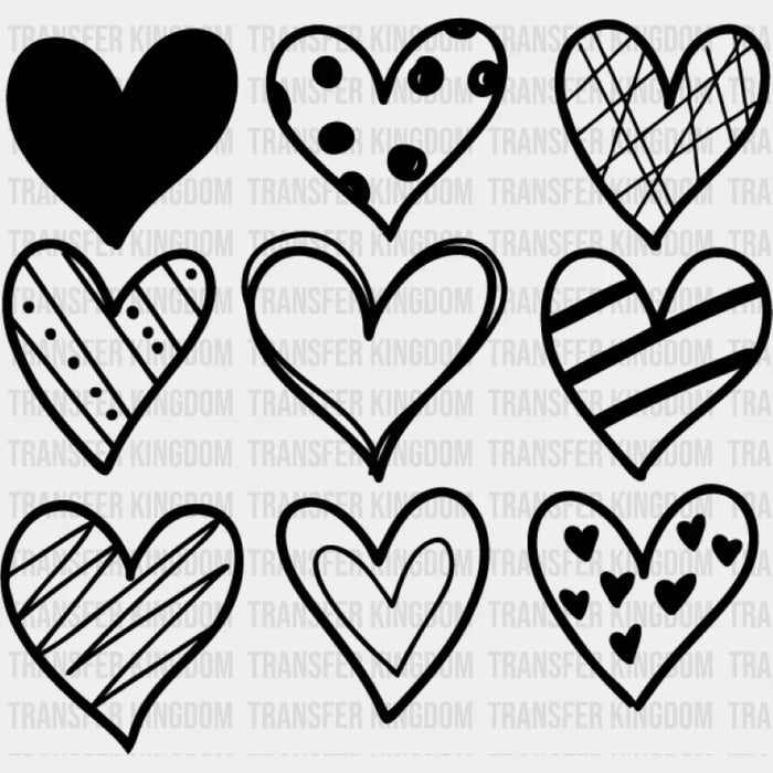 B&W Hearts - Valentine's Day DTF Transfer