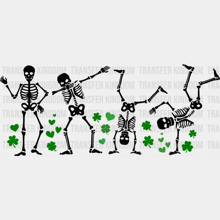 B&W Skeletons And Clovers - St. Patrick's Day DTF Transfer