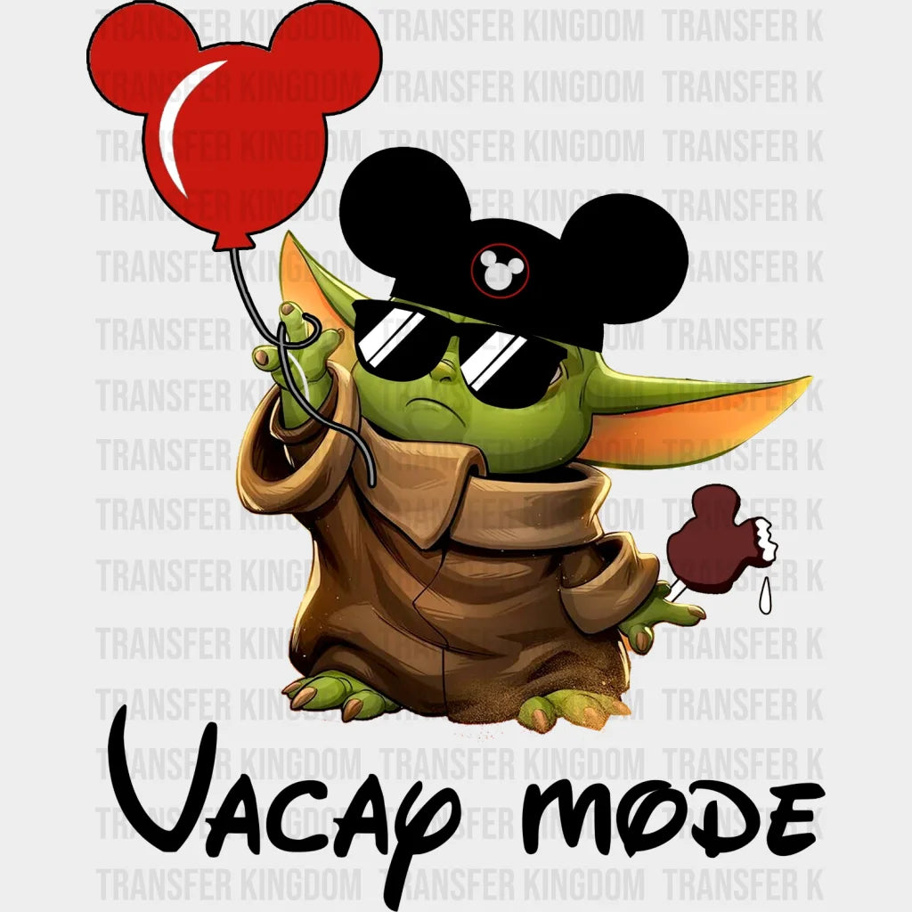 Baby Yoda With Disney Balloon Vacay Mode Design - Dtf Heat Transfer