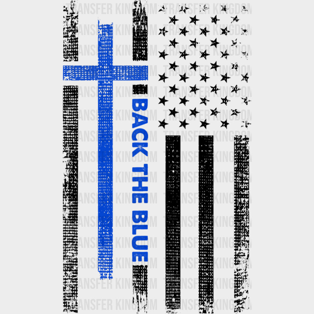 Back The Blue, Cross, US Flag - Police DTF Transfers transfer-kingdom Dark Color Design (See Imaging)