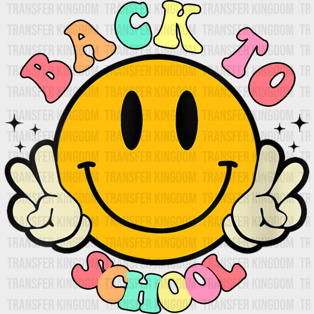 Back To School Smiley - Back To School DTF Transfer Adult Unisex - S & M (10’’) / Dark Color Design (See Imaging)