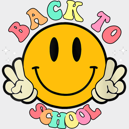 Back To School Smiley - Back To School DTF Transfer Adult Unisex - S & M (10’’) / Light Color Design (See Imaging)