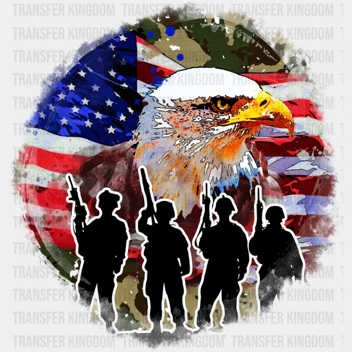 Bald Eagle Soldiers Silhouette Design - Military DTF Heat Transfer