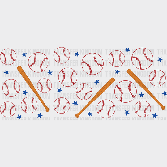 Baseball Blue Stars - Cup Wrap Uv Sticker Permanent Dtf Decal