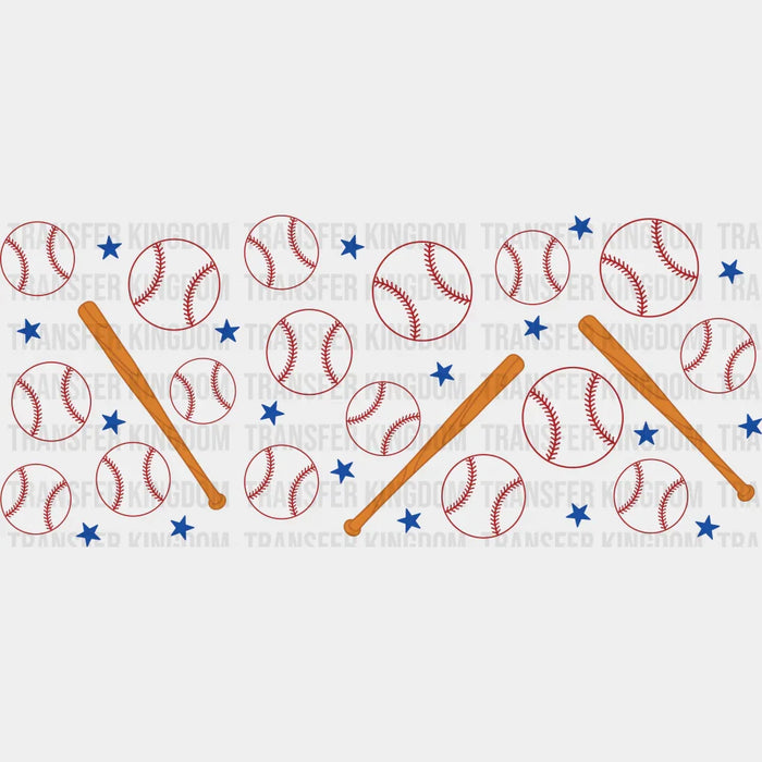 Baseball Blue Stars - Baseball Cup Wrap UV Sticker Permanent UV DTF Decal