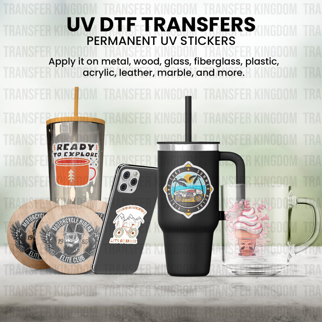 Baseball Hat And Bats - Cup Wrap Uv Sticker Permanent Dtf Decal