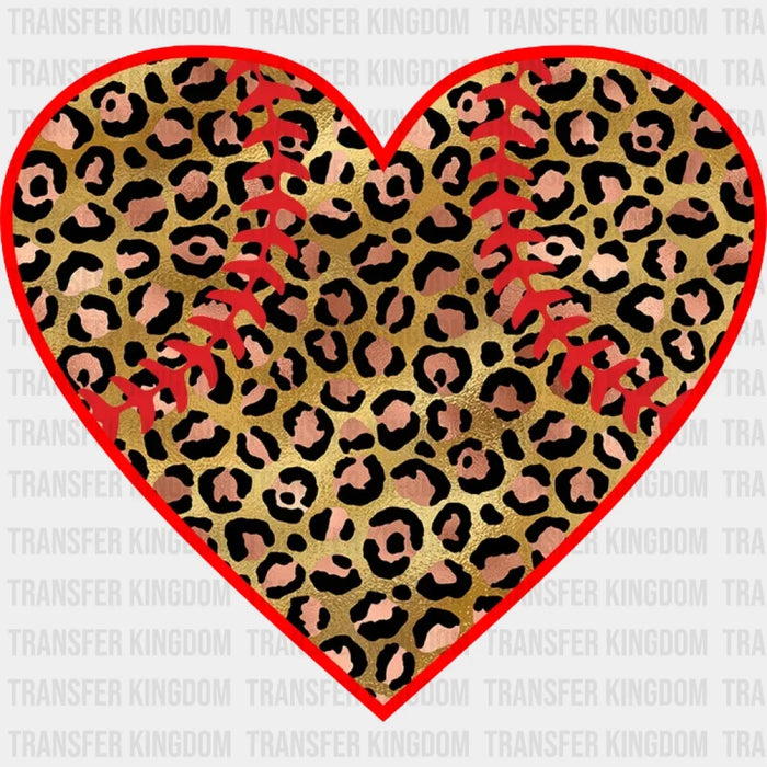 Baseball Heart Leopard DTF Transfer