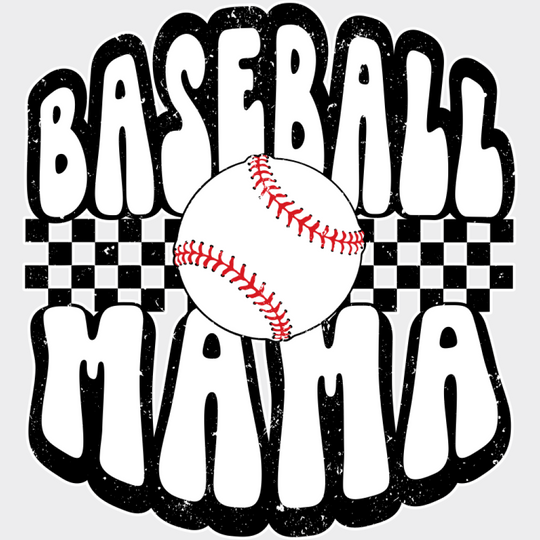 Baseball Mama Checkered - Baseball DTF Transfer Unisex - S & M (10’’) Light Color Design (See Imaging)