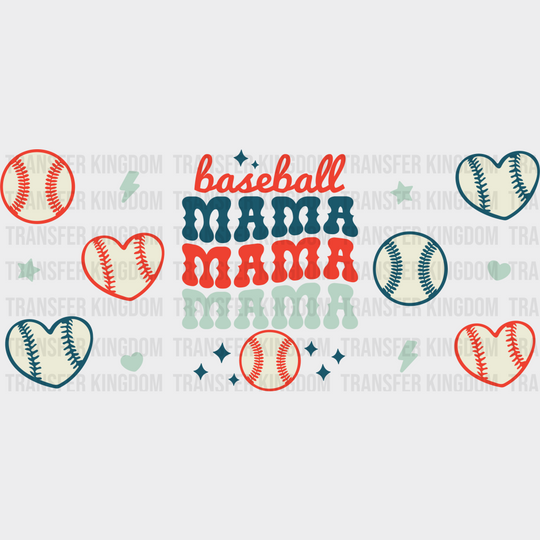 Baseball Mama Heart - Cup Wrap Uv Sticker Permanent Dtf Decal