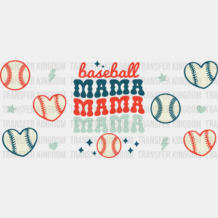 Baseball Mama Heart - Baseball Cup Wrap UV Sticker Permanent UV DTF Decal