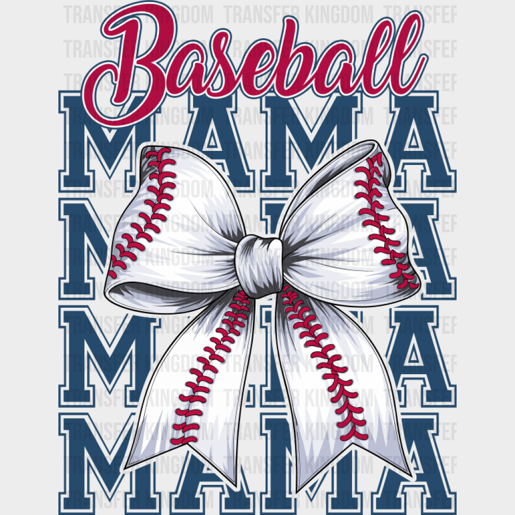 Baseball Mama Ribbon Blue Design - Baseball DTF Transfer