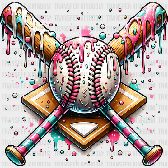 Baseball Pink And Blue Design - Baseball DTF Transfer