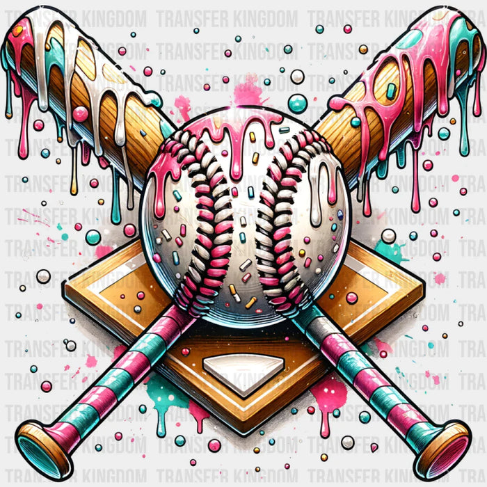 Baseball Pink And Blue Design - Baseball DTF Transfer