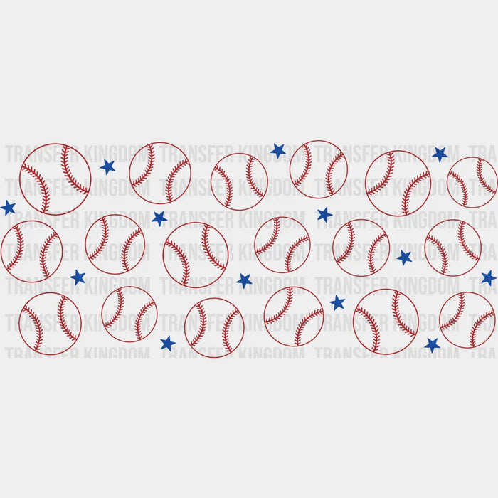 Baseball Red And Blue - Baseball Cup Wrap UV Sticker Permanent UV DTF Decal