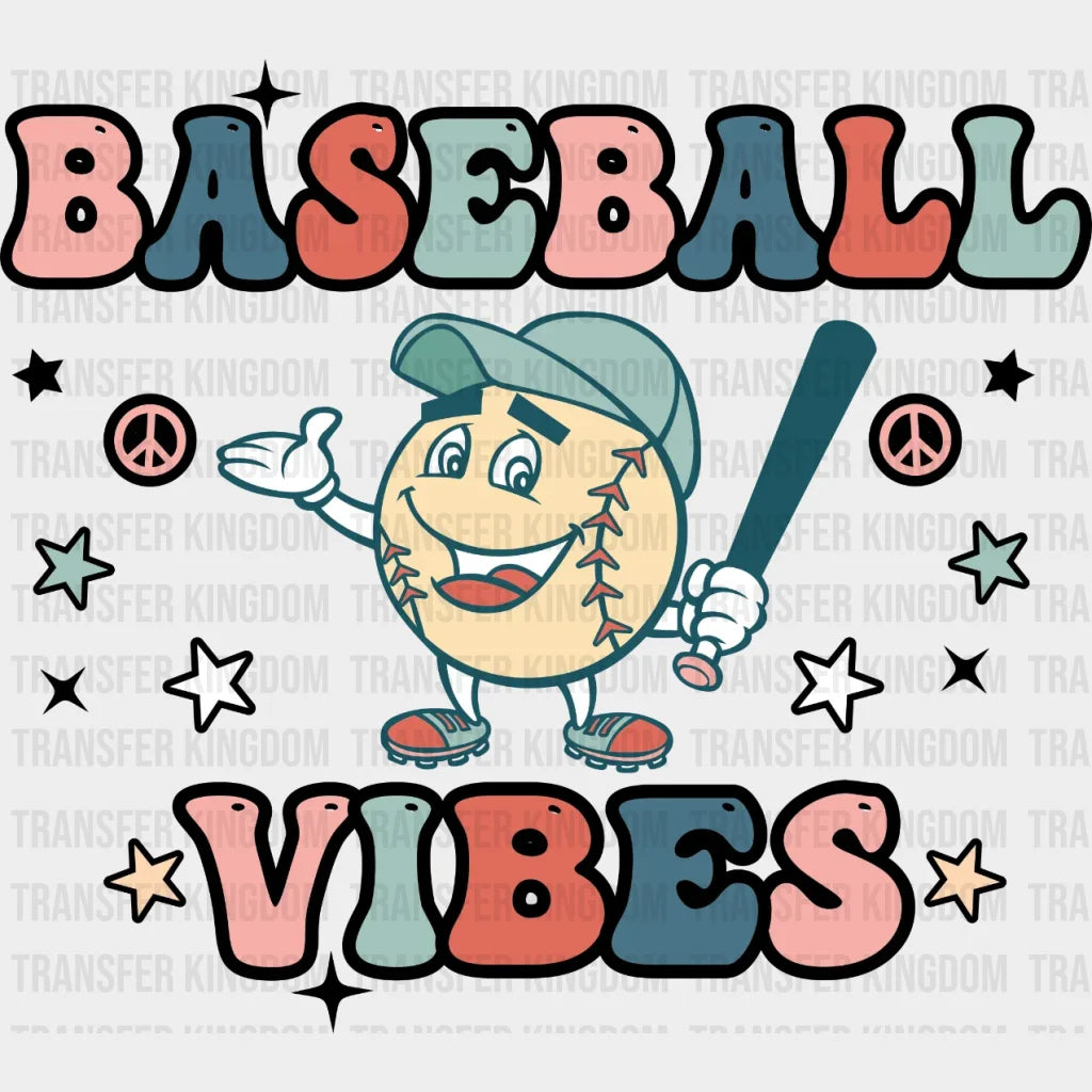 Baseball Vibes Peace Dtf Transfer