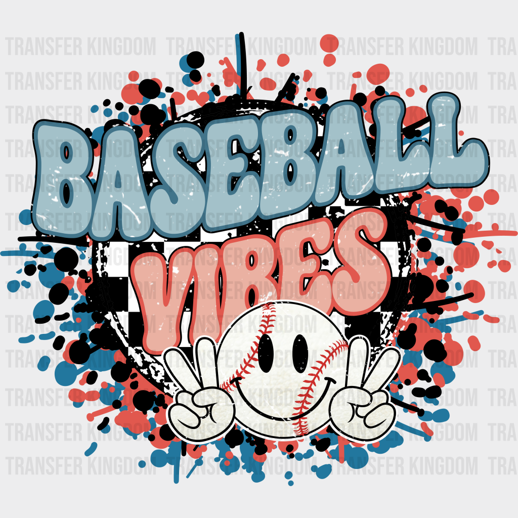 Baseball Vibes Smiley - Dtf Heat Transfer