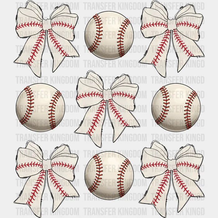 Baseballs And Ribbons - Baseball DTF Transfer