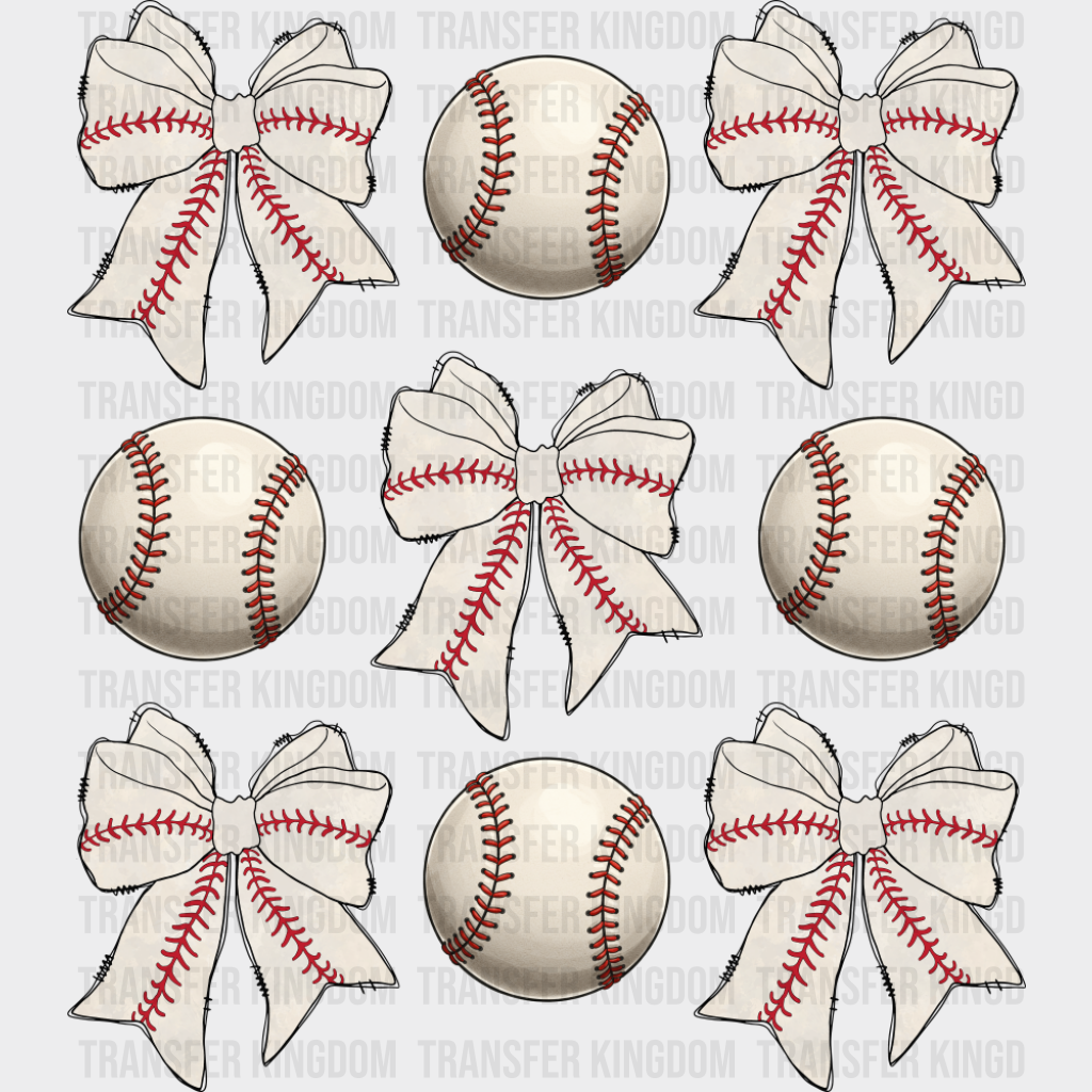 Baseballs And Ribbons - Baseball DTF Transfer