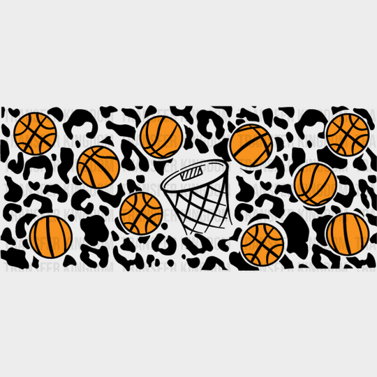 Basketball Dark Leopard Print - Cup Wrap Uv Sticker Permanent Dtf Decal Uvdtf