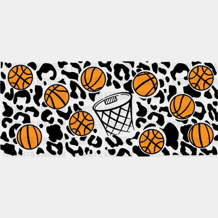 Basketball Dark Leopard Print - Basketball Cup Wrap UV Sticker Permanent UV DTF Decal