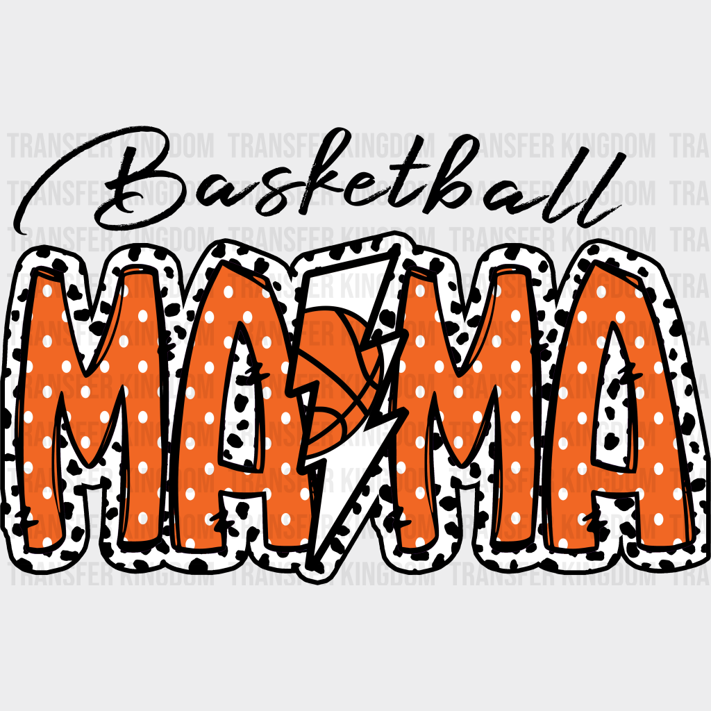 Basketball Mama Lightning Dalmatian Design - Dtf Heat Transfer Unisex S & M (10’’) / Dark Color