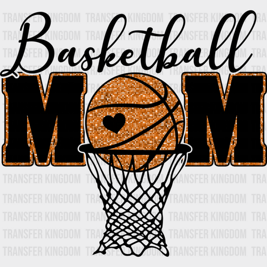 Basketball Mom B&W Hoop Design - Basketball DTF Transfer Unisex - S & M (10’’) Dark Color Design (See Imaging)