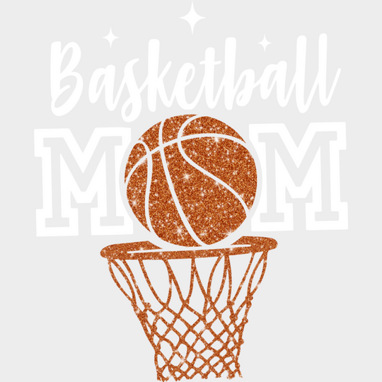 Basketball Mom Hoop Basketball Design - Basketball DTF Transfer Unisex - S & M (10’’) Light Color Design (See Imaging)