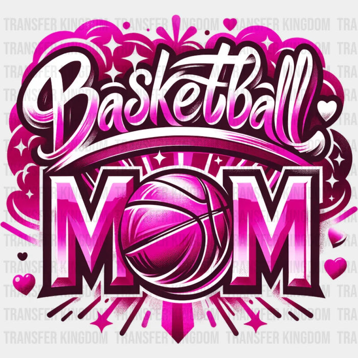 Basketball Mom Pink Blue Orange Design - Basketball DTF Transfer