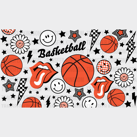 Basketball Rolling Stones Logo - Cup Wrap Uv Sticker Permanent Dtf Decal Uvdtf